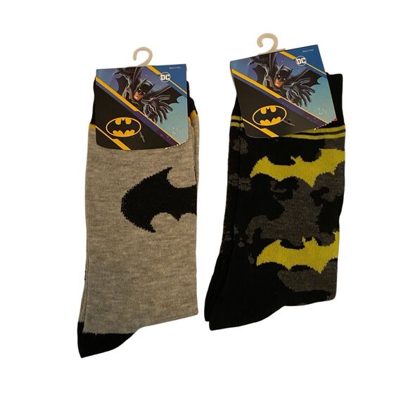 DC Comics Batman Men’s Crew Socks 2-Pack Size 8–12-Unisex NWT - Picture 1 of 6